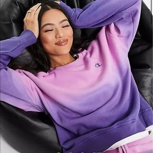Champion tie dye sweatshirt in purple and blue